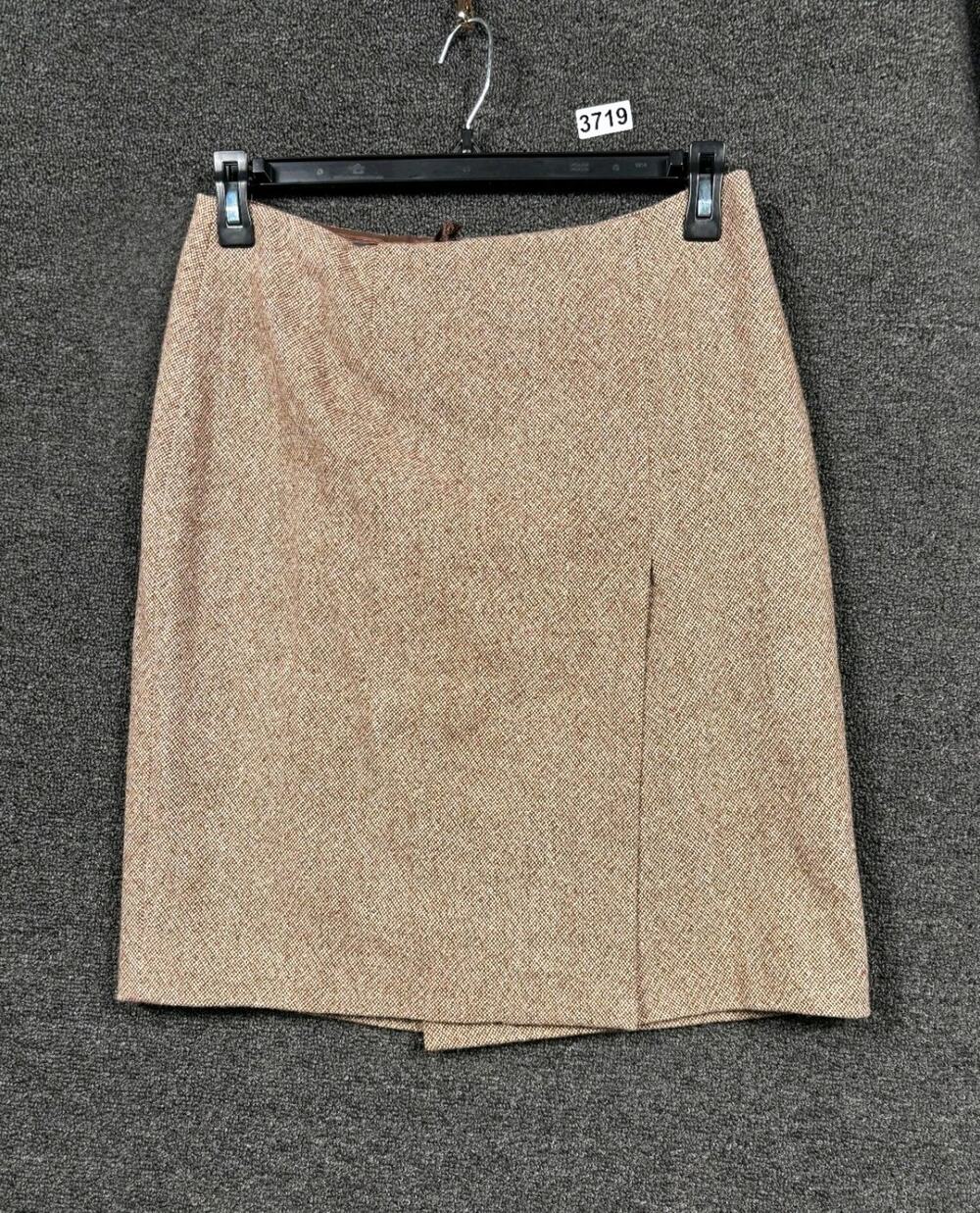346 Brooks Brothers Wool Pencil Skirt Womens Size 8 Brown Lined Back Zip